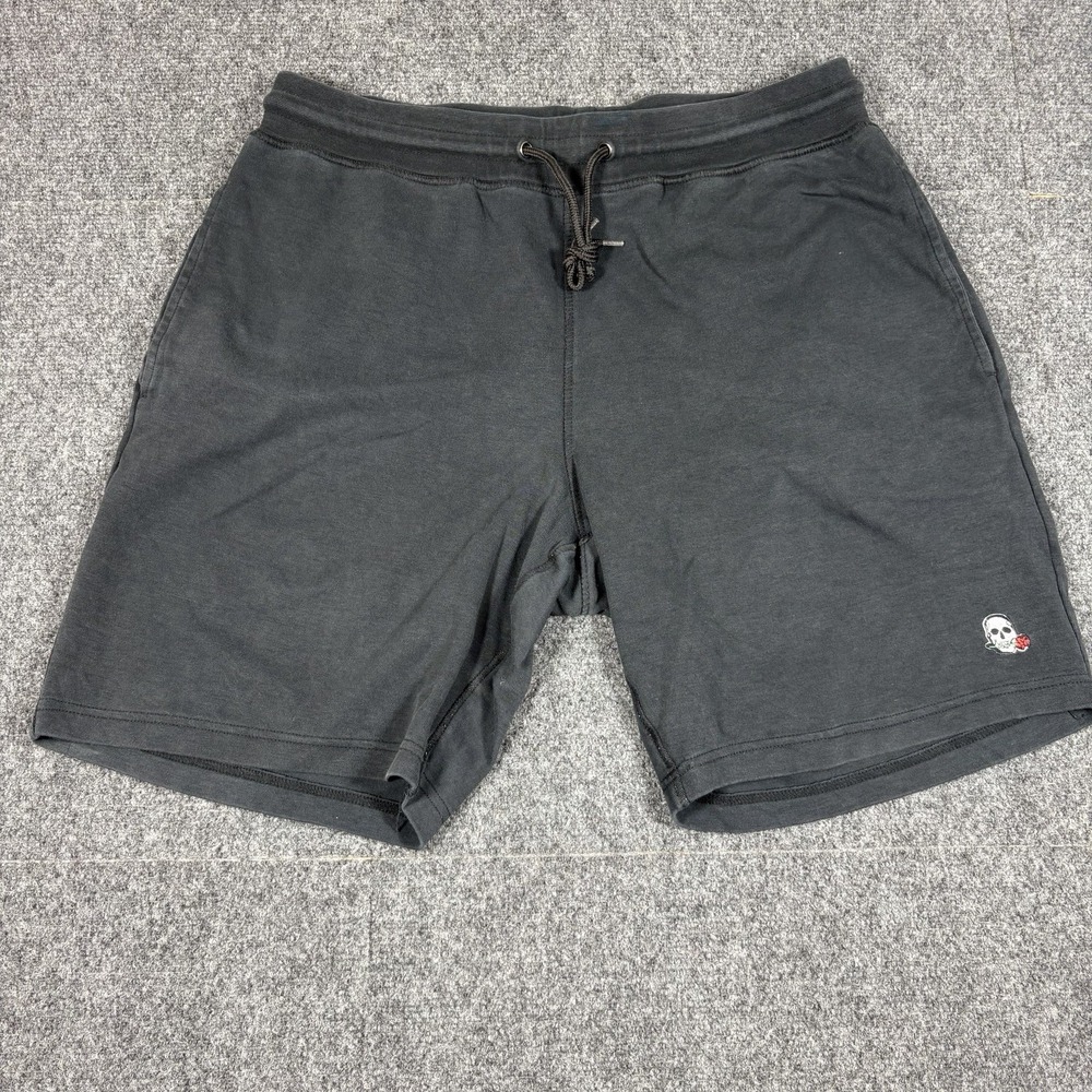 Robert Graham Shorts Mens XL Black Skull Logo Drawstring Casual Lounge Sweat